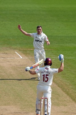 260624 - Glamorgan v Northamptonshire  - Vitality County Championship, Division 2 - Andy Gorvin of Glamorgan bowling