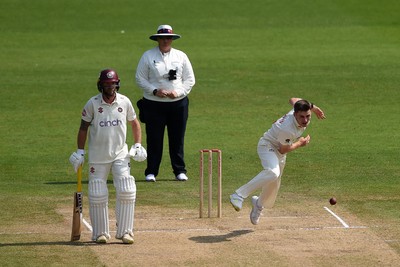 260624 - Glamorgan v Northamptonshire  - Vitality County Championship, Division 2 - Andy Gorvin of Glamorgan bowling