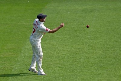 260624 - Glamorgan v Northamptonshire  - Vitality County Championship, Division 2 - Billy Root of Glamorgan catches the ball