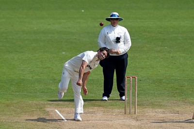 260624 - Glamorgan v Northamptonshire  - Vitality County Championship, Division 2 - Kiran Carlson of Glamorgan bowling