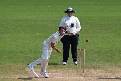 260624 - Glamorgan v Northamptonshire  - Vitality County Championship, Division 2 - Kiran Carlson of Glamorgan bowling