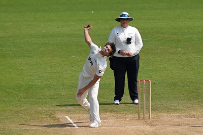 260624 - Glamorgan v Northamptonshire  - Vitality County Championship, Division 2 - Kiran Carlson of Glamorgan bowling