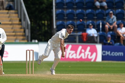 260624 - Glamorgan v Northamptonshire  - Vitality County Championship, Division 2 - Andy Gorvin of Glamorgan bowling