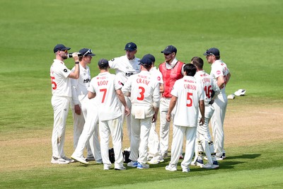 260624 - Glamorgan v Northamptonshire  - Vitality County Championship, Division 2 - Chris Cooke of Glamorgan celebrates stumping Gus Miller of Northamptonshire