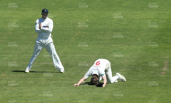 270618 - Glamorgan v Northamptonshire, Specsavers County Championship Div 2 - Nick Selman of Glamorgan shows his frustration after failing to take a catch