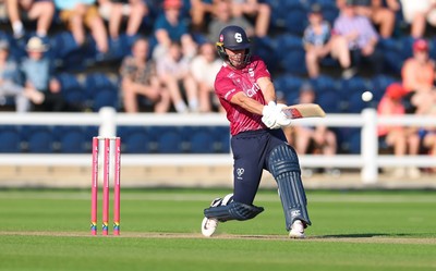 080726 - Glamorgan v Northamptonshire Steelbacks, Vitality Blast Men - Chris Lynn of Northamptonshire Steelbacks plays a shot