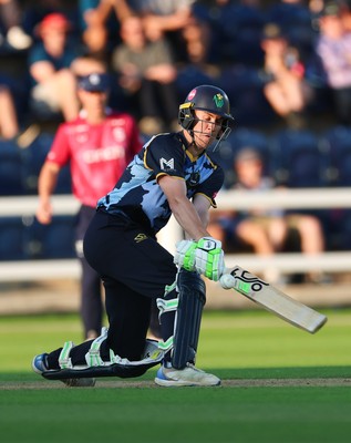 080726 - Glamorgan v Northamptonshire Steelbacks, Vitality Blast Men - Ben Kellaway of Glamorgan plays a shot