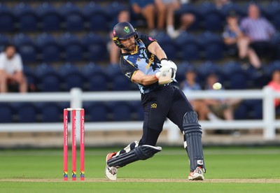 080726 - Glamorgan v Northamptonshire Steelbacks, Vitality Blast Men - Nathan McAndrew of Glamorgan plays a shot
