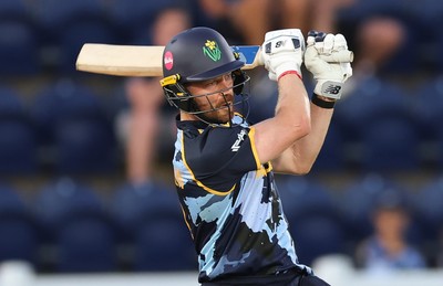 080726 - Glamorgan v Northamptonshire Steelbacks, Vitality Blast Men - Nathan McAndrew of Glamorgan plays a shot