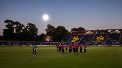 080726 - Glamorgan v Northamptonshire Steelbacks, Vitality Blast Men - The Steelbacks leave the pitch after winning the match