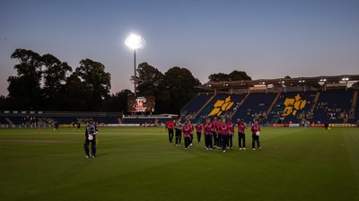 080726 - Glamorgan v Northamptonshire Steelbacks, Vitality Blast Men - The Steelbacks leave the pitch after winning the match
