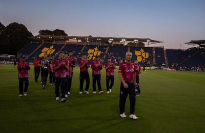 080726 - Glamorgan v Northamptonshire Steelbacks, Vitality Blast Men - The Steelbacks leave the pitch after winning the match