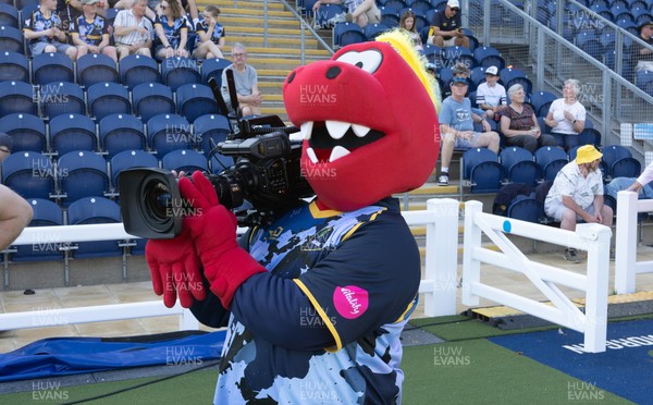 080726 - Glamorgan v Northamptonshire Steelbacks, Vitality Blast Men - Morgan the Glamorgan mascot debuts as camera operator for the pre match build up