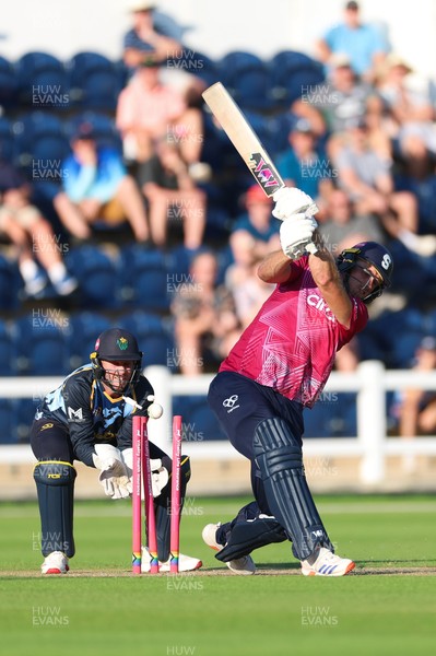 080726 - Glamorgan v Northamptonshire Steelbacks, Vitality Blast Men - David Willey of Northamptonshire Steelbacks is bowled by Ben Kellaway of Glamorgan