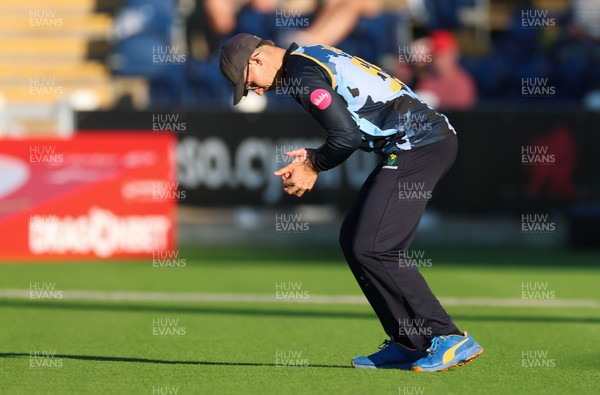 080726 - Glamorgan v Northamptonshire Steelbacks, Vitality Blast Men - Asa Tribe of Glamorgan catches Chris Lynn of Northamptonshire Steelbacks
