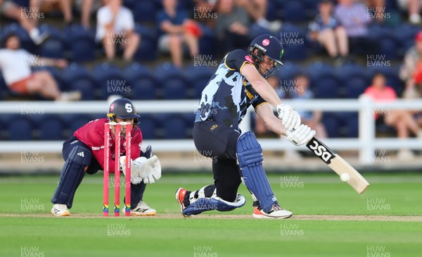 080726 - Glamorgan v Northamptonshire Steelbacks, Vitality Blast Men - Jimmy Neesham of Glamorgan plays a shot