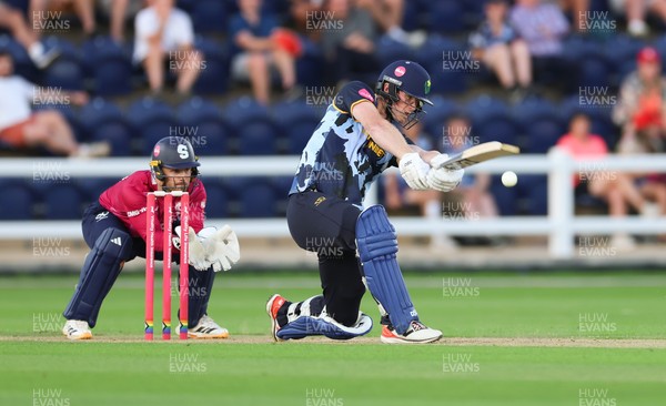 080726 - Glamorgan v Northamptonshire Steelbacks, Vitality Blast Men - Jimmy Neesham of Glamorgan plays a shot