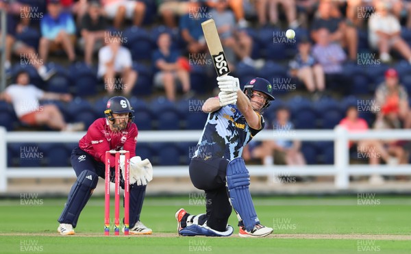 080726 - Glamorgan v Northamptonshire Steelbacks, Vitality Blast Men - Jimmy Neesham of Glamorgan plays a shot