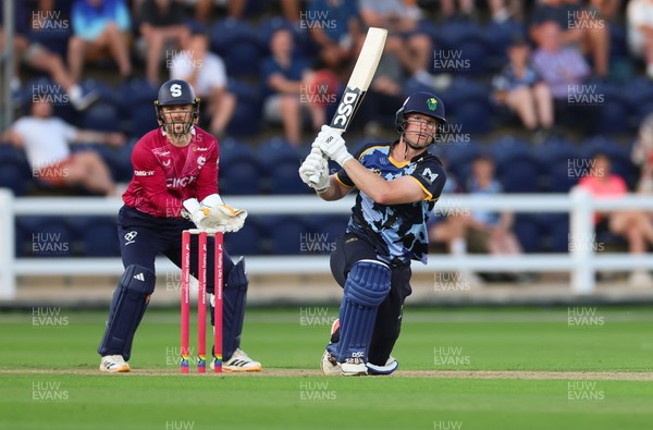 080726 - Glamorgan v Northamptonshire Steelbacks, Vitality Blast Men - Jimmy Neesham of Glamorgan plays a shot