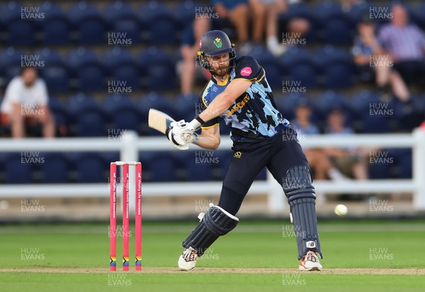080726 - Glamorgan v Northamptonshire Steelbacks, Vitality Blast Men - Nathan McAndrew of Glamorgan plays a shot