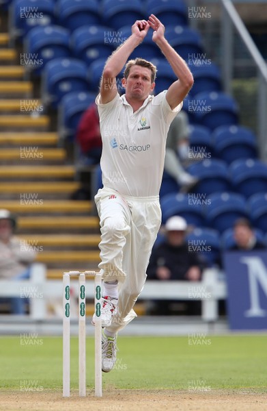 120917 - Glamorgan v Northants - Specsavers County Championship Division Two - Michael Hogan of Glamorgan bowling