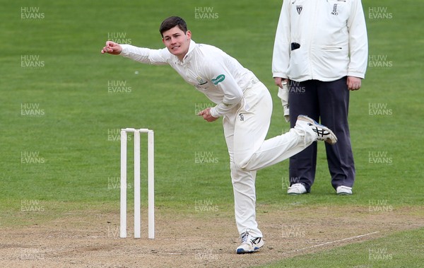 030417 - Glamorgan v Nottinghamshire - Pre Season Friendly - Owen Morgan of Glamorgan bowling