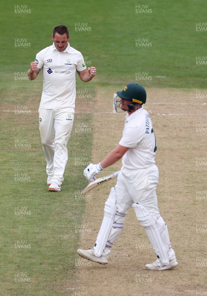 120722 - Glamorgan v Nottinghamshire - LV= County Championship Division Two - David Lloyd of Glamorgan celebrates as Liam Patterson-White is caught by Sam Northeast