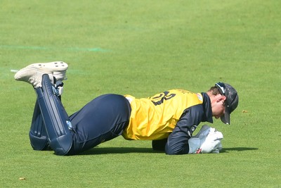 170825 - Glamorgan v Nottinghamshire - Metro Bank One Day Cup - Will Smale of Glamorgan catches the ball to dismiss Ben Martindale of Nottinghamshire