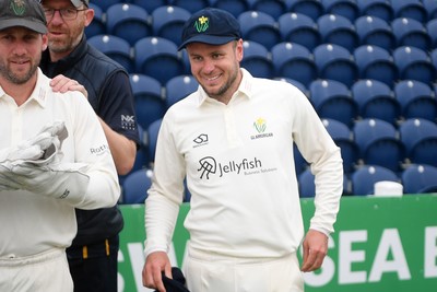 080526 - Glamorgan v Somerset - Rothesay County Championship -  Mason Crane of Glamorgan with his first Glamorgan cap before the match