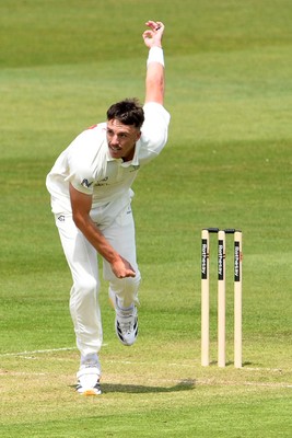080526 - Glamorgan v Somerset - Rothesay County Championship -  Ryan Hadley of Glamorgan bowls the ball to dismiss Josh Thomas of Somerset