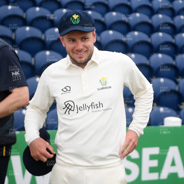 080526 - Glamorgan v Somerset - Rothesay County Championship -  Mason Crane of Glamorgan with his first Glamorgan cap before the match