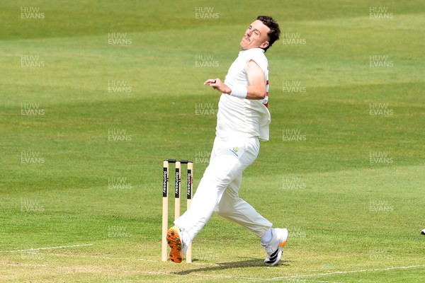 080526 - Glamorgan v Somerset - Rothesay County Championship -  Ryan Hadley of Glamorgan bowls the ball to dismiss Josh Thomas of Somerset