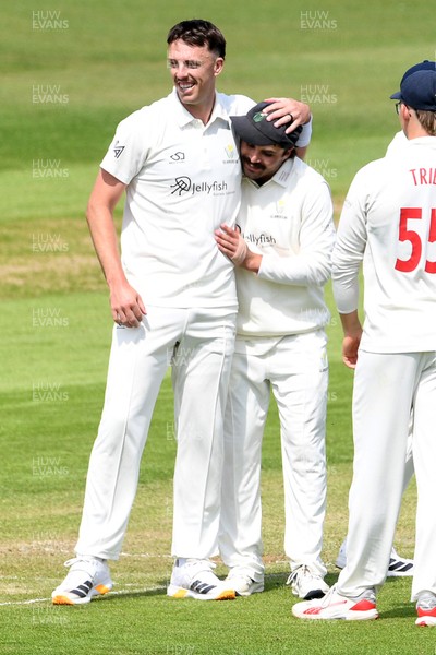 080526 - Glamorgan v Somerset - Rothesay County Championship -  Ryan Hadley of Glamorgan bowls the ball to dismiss Josh Thomas of Somerset