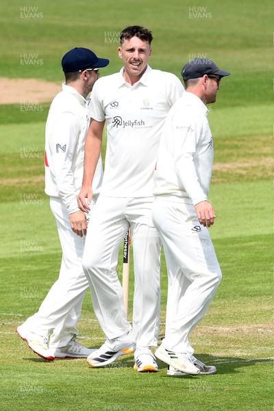 080526 - Glamorgan v Somerset - Rothesay County Championship -  Ryan Hadley of Glamorgan bowls the ball to dismiss Josh Thomas of Somerset