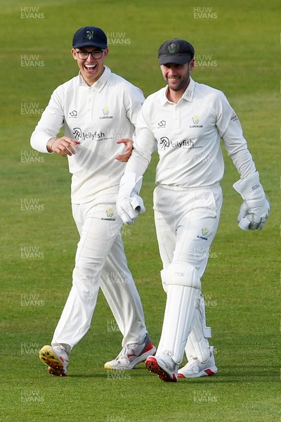 080526 - Glamorgan v Somerset - Rothesay County Championship -  Chris Cooke of Glamorgan celebrates with Asa Tribe after he catches the last ball of the day to dismiss Migael Pretorius of Somerset