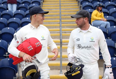 100526 - Glamorgan v Somerset - Rothesay County Championship, Division One - Asa Tribe and Chris Cooke of Glamorgan