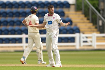 110526 - Glamorgan v Somerset, Rothesay County Championship Division 1, Day 4 of 4 - Craig Overton of Somerset seems surprised his appeal for the wicket of Ryan Hadley of Glamorgan isn’t rewarded