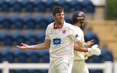 110526 - Glamorgan v Somerset, Rothesay County Championship Division 1, Day 4 of 4 - Craig Overton of Somerset seems surprised his appeal for the wicket of Ryan Hadley of Glamorgan isn’t rewarded