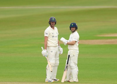 110526 - Glamorgan v Somerset, Rothesay County Championship Division 1, Day 4 of 4 - Sean Dickson of Glamorgan and Ryan Hadley of Glamorgan during their 4th day partnership