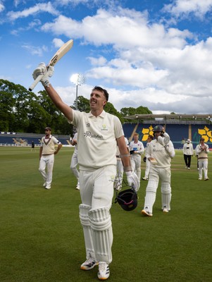 110526 - Glamorgan v Somerset, Rothesay County Championship Division 1, Day 4 of 4 - Ryan Hadley of Glamorgan celebrates as he leaves the field having hit 50 run and the final runs that won Glamorgan the match