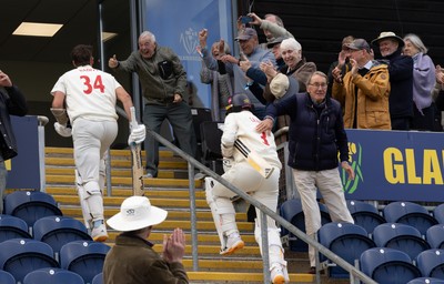 110526 - Glamorgan v Somerset, Rothesay County Championship Division 1, Day 4 of 4 - Ryan Hadley of Glamorgan is congratulated by fans as he leaves the field having hit 50 run and the final runs that won Glamorgan the match
