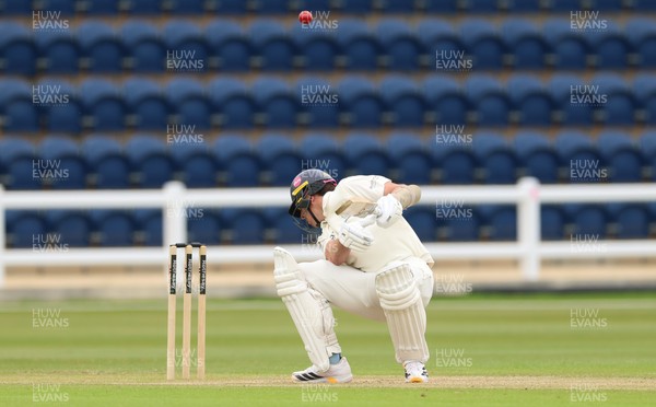 110526 - Glamorgan v Somerset, Rothesay County Championship Division 1, Day 4 of 4 - Ryan Hadley of Glamorgan takes a strike to the helmet