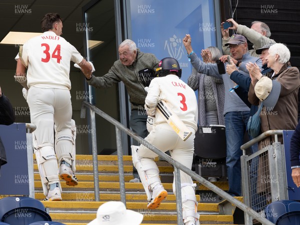 110526 - Glamorgan v Somerset, Rothesay County Championship Division 1, Day 4 of 4 - Ryan Hadley of Glamorgan is congratulated by fans as he leaves the field having hit 50 run and the final runs that won Glamorgan the match