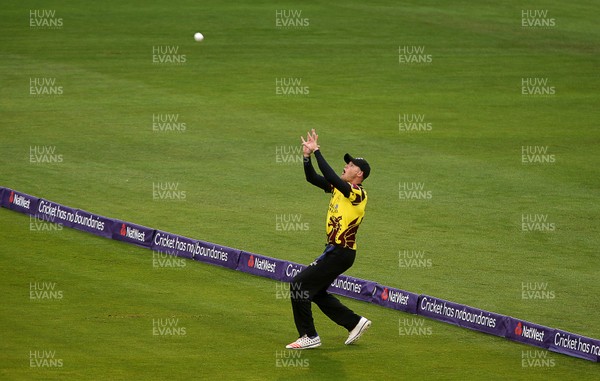 150717 - Glamorgan v Somerset - Natwest T20 Blast - Michael Leask of Somerset catches Colin Ingram