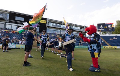 200625 - Glamorgan v Somerset, Vitality Blast  T20 - Kiran Carlson of Glamorgan  and Will Smale of Glamorgan head out to open the batting