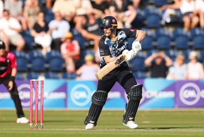 200625 - Glamorgan v Somerset, Vitality Blast  T20 - Ben Kellaway of Glamorgan plays a shot