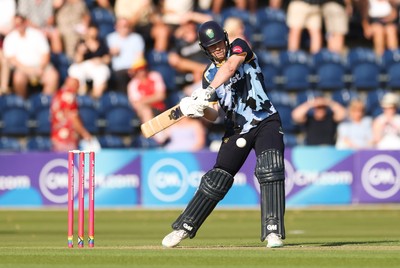 200625 - Glamorgan v Somerset, Vitality Blast  T20 - Ben Kellaway of Glamorgan plays a shot