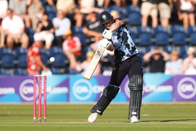 200625 - Glamorgan v Somerset, Vitality Blast  T20 - Ben Kellaway of Glamorgan plays a shot