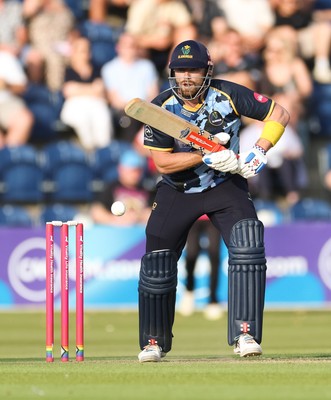 200625 - Glamorgan v Somerset, Vitality Blast  T20 - Dan Douthwaite of Glamorgan plays a shot