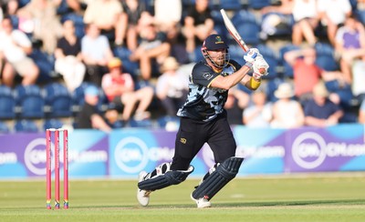200625 - Glamorgan v Somerset, Vitality Blast  T20 - Dan Douthwaite of Glamorgan plays a shot